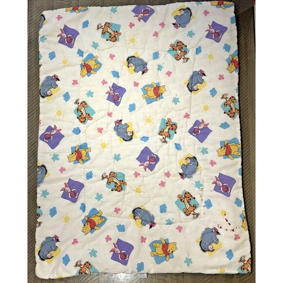 VTG Disney Winnie The Pooh Crib Comforter Colorful Reversible Blanket 1996 90s - Picture 2 of 11